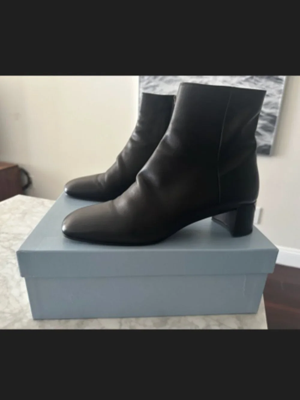 PRADA CAZLATURE DONNA BLACK LEATHER BOOTIES SZ 40.5 / 10.5 US - Picture 5 of 9